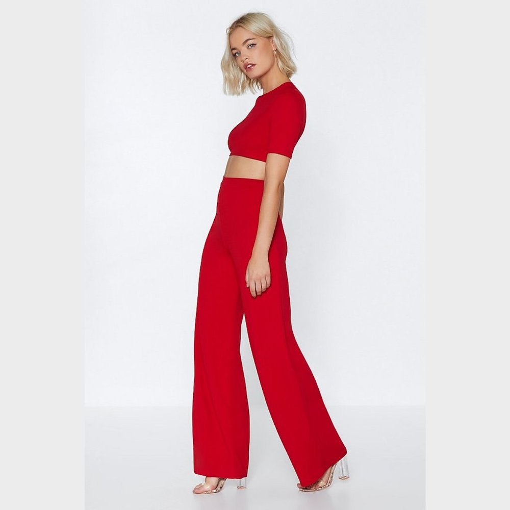 Nasty Gal Settle The Score Crop Top & Pant Set I75